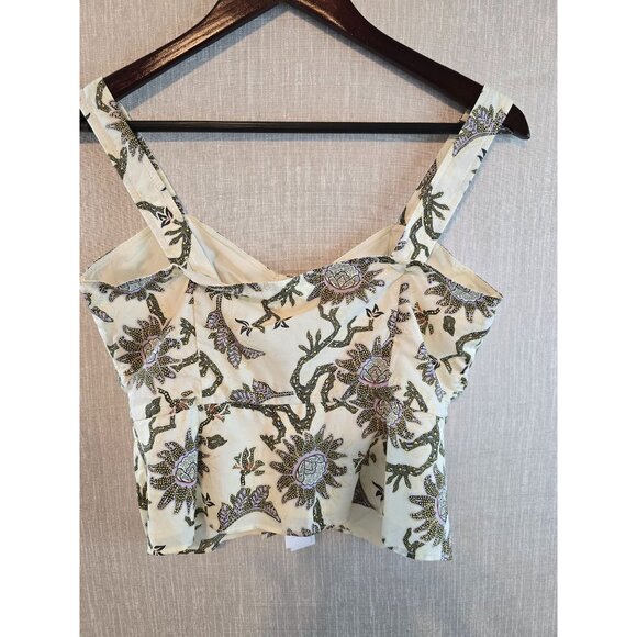 House Of Harlow Floral Print Cropped Top Snap Front Adjustable Straps Size S New - Picture 2 of 10